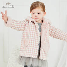 DBZ16126 dave bella/зимнее модное клетчатое Стеганое пальто с карманами для маленьких девочек детские топы, верхняя одежда для малышей 2024 - купить недорого