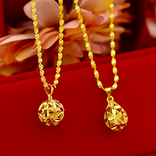 Korean Fashion Sand Gold Necklace for Women Statement Wedding Jewelry Round Ball Droplet Water Wave Chain Pendant Collar Gifts 2024 - buy cheap