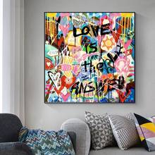 Abstract Canvas Painting Love Is The Answer Letter Poster and Print Wall Graffiti Art Pictures for Living Room Home Decor Cuadro 2024 - buy cheap