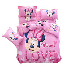girl minnie mouse bedding set 3/4 pieces single twin size duvet covers for baby kids mickey mouse 3d bed linens full queen size 2024 - buy cheap