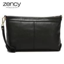 Zency 100% Genuine Leather Fashion Women Day Clutches Bag Classic Black Shoulder Bags Tote Purse High Quality Lady Handbag 2024 - buy cheap