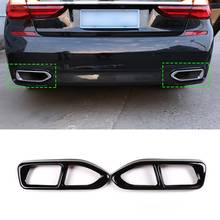 2pcs Glossy Black Steel Car Exhaust Pipe Cover Trim for BMW 7 Series G11 G12 730 740 750li 2016 2017 2018 M Sport VERSION Model 2024 - buy cheap