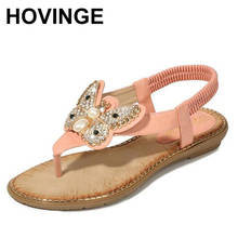 HOVINGE 2020Summer women sandals bohemian elastic open toe butterfly diamond buckle wild butterfly flat beach sandals 2024 - buy cheap