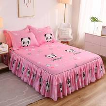 High-end Double Bed Sheets Pink Panda 21style Bed Skirt Suitable for Various Size Beds Mattress 1 Bed Skirt + 2 Pillowcase F0038 2024 - buy cheap