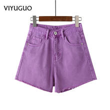 VIYUGUO Denim Shorts 2020 Summer New Women's Purple Short Jeans Green Wide Leg Loose Straight High Waist Fashion Shorts Women 2024 - buy cheap