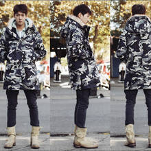 Boy Hooded Camouflage Coat Oversized Faux Fur Collar Thick Long Cotton Coat Men Camo Parka Winter Overcoat Male Couple Wear 5xl 2024 - buy cheap