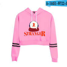 Pink Stranger Things High waist Sweatshirt Women Spring Autumn High waist Short Sweatshirt Ladies Hoodies Slim Crop Clothing 2024 - buy cheap