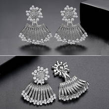 Exquisite Fan Shaped AAA Cubic Zirconia Sector Dangle Earrings Women Brincos Zircon Jewelry For Female Party Evening Elegant New 2024 - buy cheap