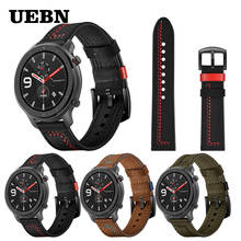 UEBN 20mm 22mm Wrist Strap Leather Band For Huami amazfit GTR 42mm 47mm Replacement Bracelet for amazfit bip GTS Watchband 2024 - buy cheap