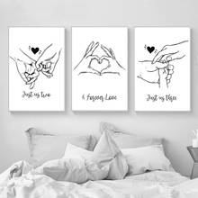 Póster nórdico negro blanco Forever Love Hands, Imagen en lienzo, Impresión de amante, cita, pintura, arte de pared para sala de estar, decoración minimalista 2024 - compra barato