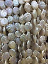 Jewelry Pearl Necklace Natural  12mm White Biwa Flat Round Coin Pearl Beads Free Shipping 2024 - buy cheap