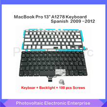 Teclado español con retroiluminación y tornillo para Macbook Pro, 13 pulgadas, A1278, 2009, 2010, 2011, 2012 2024 - compra barato