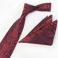 Conjunto de corbata Formal de 8cm para hombre, corbatas de Cachemira clásicas rojas con bolsillo cuadrado para fiesta de banquete 2024 - compra barato
