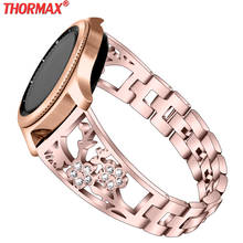 Pulseira feminina diamante, pulseira de aço inoxidável para relógio samsung galaxy 46mm 42mm gear s3 s2, huawei watch gt floral 2024 - compre barato