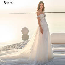 Booma Romantic Beach Wedding Dresses with Detachable Long Sleeves V-neck Appliqued Boho Wedding Gown Sweep Train Custom Made 2024 - buy cheap