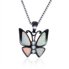2020 New Bohemian Black Color Butterfly Pendant Necklace Trendy Blue Opal Clavicle Chian Necklaces for Women Fashion Jewelry 2024 - buy cheap