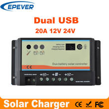 20A Daul Battery Solar Charge Controller Duo-Battery Charge Controller 12V 24V Solar Panel Battery Charger For RV Boats Golf 2024 - buy cheap