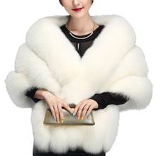 Womens Winter Faux Fur Scarf Collar Shrug V-Neck Shawl Wrap Stole Bridal Cloak 2024 - buy cheap