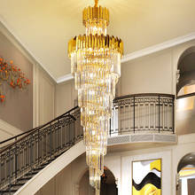 Duplex building crystal staircase chandelier luxury revolving building hotel lobby villa long chandelier 2024 - buy cheap