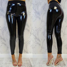 Hirigin-Leggings góticos de cuero sintético para mujer, pantalones largos de realce, aspecto húmedo brillante, color negro, Invierno 2024 - compra barato