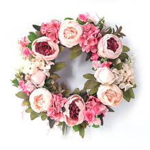 40CM Artificial Flower Wreath Peony Wreath 16inch Spring Round Wreath For The Front Door, Wedding, Home Decor 2024 - buy cheap