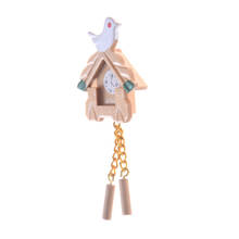 1:12 миниатюрная кукольная мебель часы с птицами кукольный домик Мини имитация птицы деревянные часы детская комната милые настенные часы 2024 - купить недорого