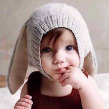 Кроличьими ушками, пальто с кроличьими ушками на Beanie Hat Baby для маленьких девочек и мальчиков, вязаные теплые вязаные вещи для зимы шапка-ушанка аксессуары 2024 - купить недорого
