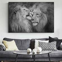 Lions Kissings Wall Art Posters And Prints Black And White Animals Art Paintings Lion Family Canvas Art Pictures Home Wall Decor 2024 - buy cheap