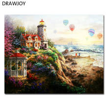 DRAWJOY-Cuadro de paisaje enmarcado DIY, pintura al óleo por números y caligrafía, decoración del hogar, arte de pared GX7216, 40x50cm 2024 - compra barato