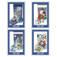 Joy friday natal meias ver ponto cruz kits impressos bordado chinês contado decoração para casa bordado 2024 - compre barato