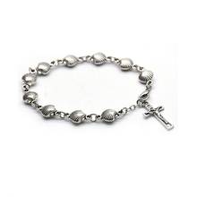 QIGO Vintage Cross Pendant Metal Shell Strand Bracelet For Men Women Religious Jewelry Gifts 2024 - buy cheap