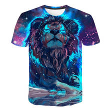 Лидер продаж 2020, футболка с 3D принтом галактики льва, Мужская футболка с животным 3d коротким рукавом, Забавные футболки с круглым вырезом, мужские Топы И Футболки, S-6XL 2024 - купить недорого