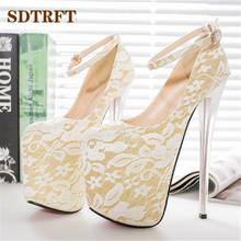 SDTRFT-zapatos de plataforma para mujer, tacones altos finos de 20cm, punta redonda, Stiletto, para boda, Cosplay 2024 - compra barato