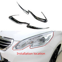 For Peugeot 2008 2014 2015 2016 2017 ABS Chrome Car Front Headlight Lens Cover Lamp Eyelind Shell Cover Decoration Trim 2pcs 2024 - buy cheap