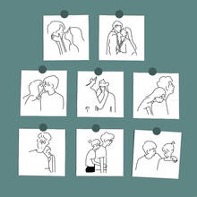 8pcs Sweet Couple Wall Decoration Card Simple Line Art White Background Small Poster DIY Hand Account Book Creative Stationery 2024 - buy cheap
