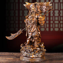 Estátua do deus da riqueza, estátua de guan gongo koson, imitação de madeira em resina deus da guerra guan yu casa sala loft escritório da sorte 2024 - compre barato