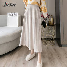 Jielur Winter New Knitting Women Skirts Fashion Elegant Lady Elastic High Waist Black Gray Apricot Skirt Loose Female Long Skirt 2024 - buy cheap