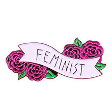 Broche de esmalte, rosa roja, Floral, feminista, feminismo, liberalismo 2024 - compra barato