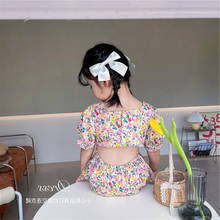 Vestido floral de cintura fina, vestido de princesa para meninas de 3 a 8 anos, verão, roupas fashion para festa de bebê 2024 - compre barato