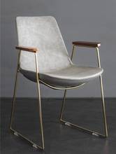 Nordic luxuoso, cadeira de jantar de metal, couro italiano, descanso de braço, designer, simples, moderno, computador, mesa 2024 - compre barato