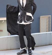XS-5XL New 2020 Men's clothing hair stylist Catwalk Irregular Fashion splicing Suit coat plus size costumes 2024 - buy cheap