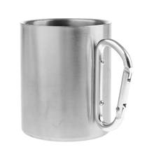 MagiDeal 300ML Stainless Steel Outdoor Camping Cup Coffee Mug with Carabiner Hook Handle Tea Beer Cup Handle for Mountaineering 2024 - buy cheap