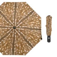 Guarda-chuva feminino com estampa de pele de cervo, três guarda-chuvas automáticos dobráveis, alto luxo, à prova de vento, chuva para mulheres 2024 - compre barato