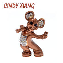 CINDY XIANG Rhinestone Mouse Brooches Unisex Women And Men Animal Pin Enamel Brooch Fashion Jewelry 4 Colors Choose Good Gift 2024 - buy cheap