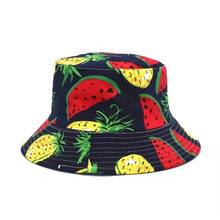 Sombrero de pescador con estampado de piña y sandía para hombre y mujer, gorro de pescador Reversible, estilo Hip Hop, unisex 2024 - compra barato