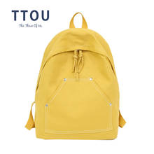 TTOU Fashion Solid Backpack Large Capacity Canvas Backpack Teenagers Girls Schoolbag Feamle Travel Backpack 2024 - buy cheap