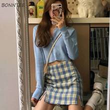 Plaid Skirts Womens 2020 New Spring Summer High Waist High Split Females Korean A-line School Mini Skirt Sweet Lovely Chic Lady 2024 - buy cheap