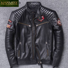 Leather Streetwear Natural Genuine Jacket Men 100% Real Cow Leather Coat Man Moto Biker Short Fit Winter Jackets 15628 2024 - buy cheap