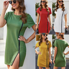 2021 summer woman dress fashion sports runway casual round neck short sleeve stretch slim fit hip plus size white mini dress 2024 - buy cheap