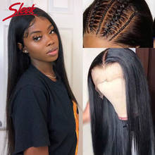 Sleek Brazilian 13x4 Lace Front Straight Hair Wigs Remy 180% Density 4x4 Closure Pre Plucked Hair Line With Baby Hair For Black 2024 - buy cheap